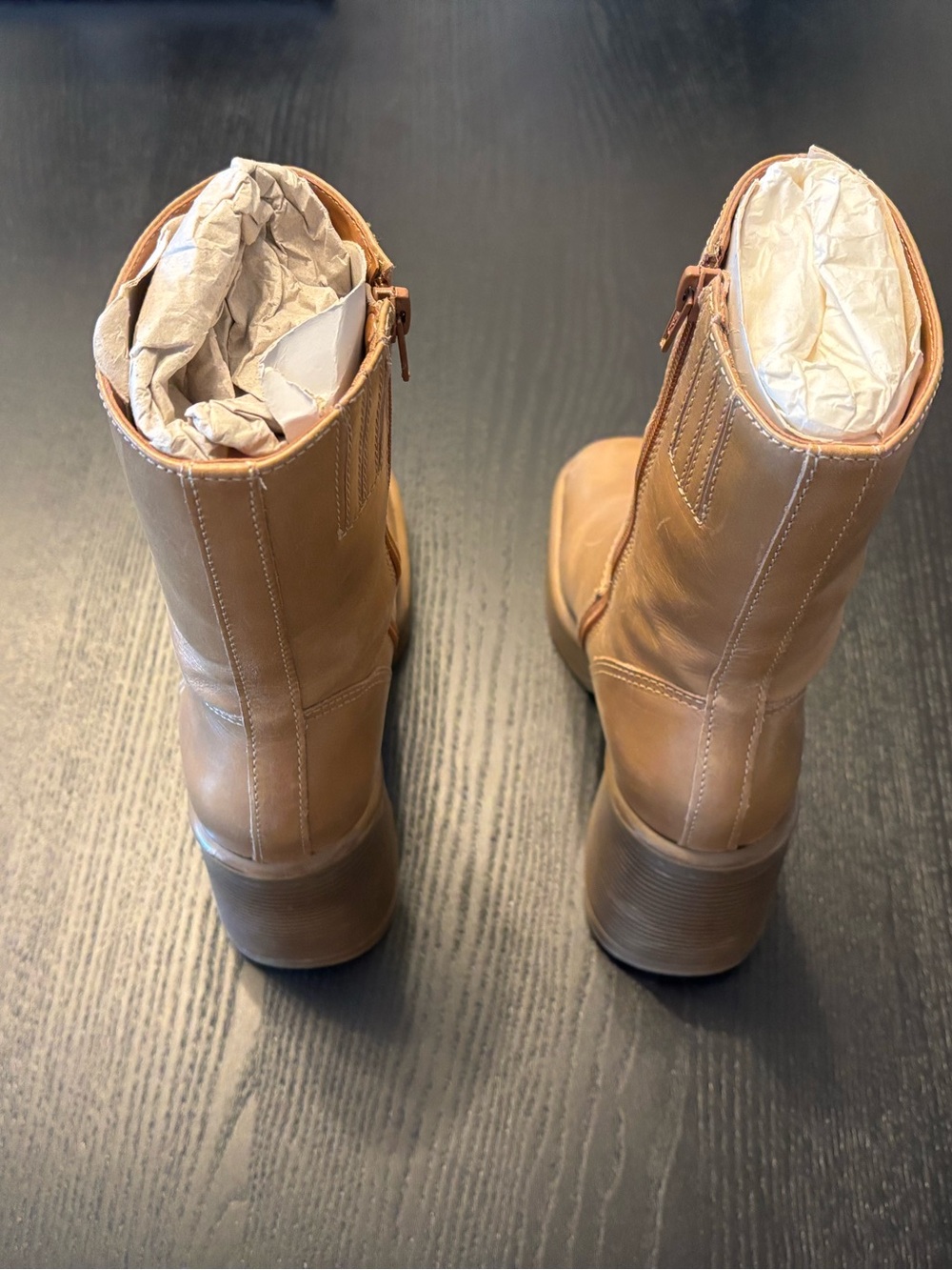 Women's Platform Mid-Calf Leather Boot in Tan - Steve Madden Fantasy Bootie - Picture 4 of 6